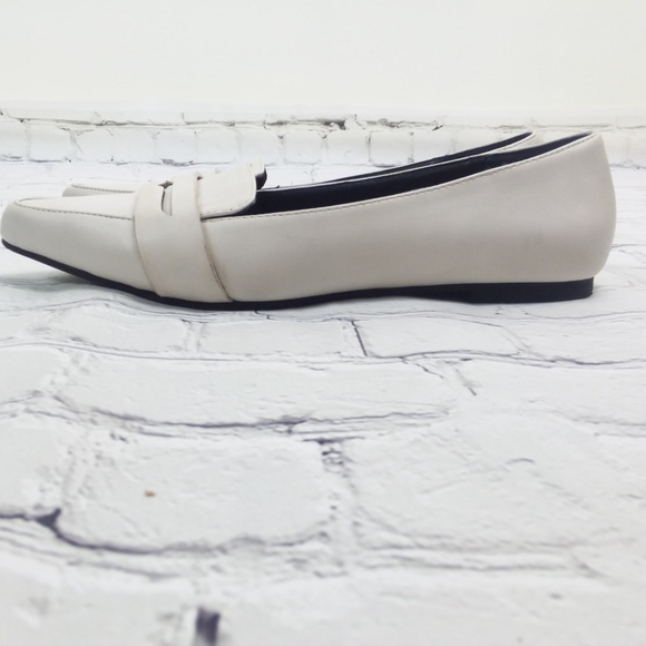 White Pointy Toe Loafer Flats - Picture 2 of 8